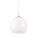 Φωτιστικό οροφής κρεμαστό μονόφωτο γυάλινη άσπρη μπάλα Ø35 με μεταλλικά στοιχεία σε νίκελ Aca | V9027C